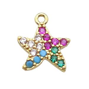 copper star pendant pave zircon, gold plated, approx 11-12mm