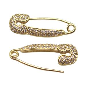 copper brooch pave zircon, gold plated, approx 10-27mm