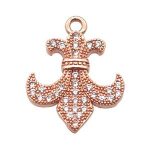 copper anchor pendant pave zircon, rose gold, approx 16-20mm