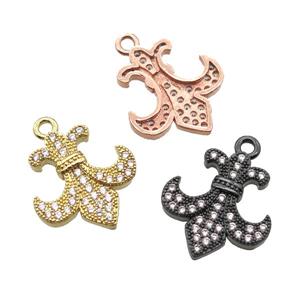 copper anchor pendant pave zircon, mixed, approx 16-20mm