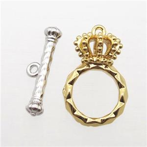 copper crown Toggle Clasp, gold plated, approx 12-20mm