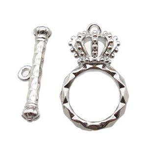 copper crown Toggle Clasp, platinum plated plated, approx 12-20mm