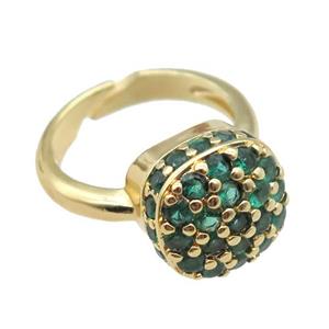 copper Rings pave green zircon, Resizable, platinum plated, approx 13mm, 20mm dia