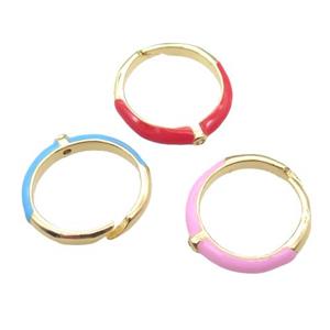 copper Rings with Enameling, mixed, Resizable, gold plated, approx 20mm dia