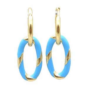 copper hoop Earring with enameling, oval, gold plated, approx 11-20mm, 14mm dia