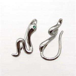 copper hook Earrings pave zircon, platinum plated, approx 8-18mm