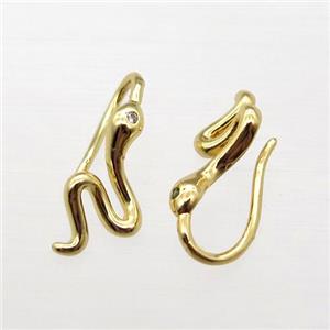 copper hook Earrings pave zircon, gold plated, approx 8-18mm