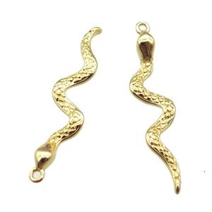 copper snake pendant, gold plated, approx 30mm length