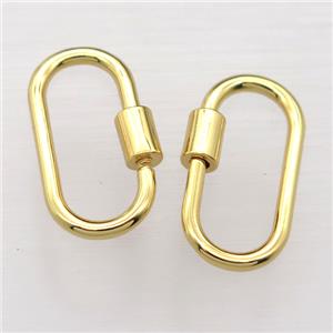 copper Carabiner Lock pendant, gold plated, approx 12-25mm
