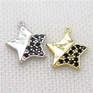 copper star pendant pave zircon, mixed, approx 15mm dia
