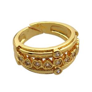copper Rings pave zircon, gold plated, approx 9mm, 17mm dia
