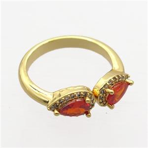 copper Rings pave zircon, gold plated, approx 4-6mm, 17mm dia