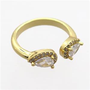 copper Rings pave zircon, gold plated, approx 4-6mm, 17mm dia