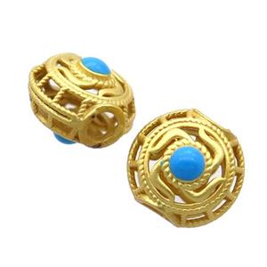 copper circle beads, enamel, unfade, duck gold, approx 10mm, 2.5mm hole