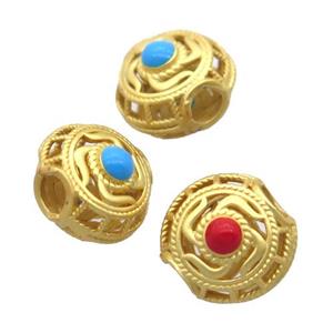 copper circle beads, enamel, unfade, duck gold, mix, approx 10mm, 2.5mm hole