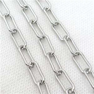 Copper Paperclip Chain Platinum Plated, approx 3-9mm