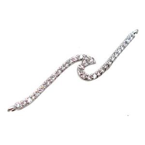 copper pendant pave zircon, platinum plated, approx 34mm