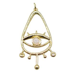 copper teardrop pendant, eye, gold plated, approx 20-38mm