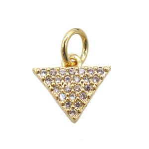 copper triangle pendant pave zircon, gold plated, approx 10mm