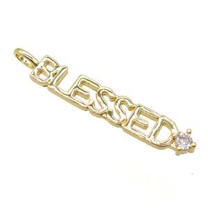 copper BLESSED pendant pave zircon, gold plated, approx 6-38mm