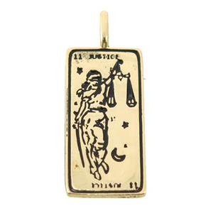 copper rectangle tarot card pendant, gold plated, approx 11-23mm