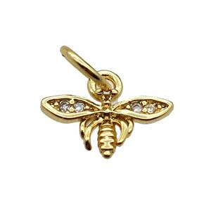 copper honeybee pendant pave zircon, gold plated, approx 10mm