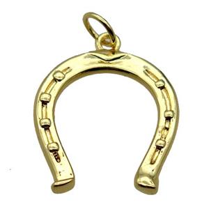 copper Horseshoe pendant, gold plated, approx 20-21mm