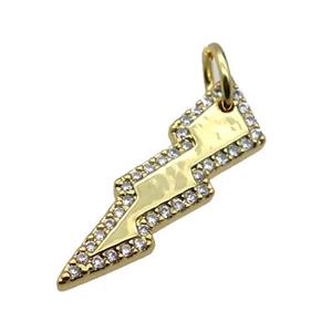 copper lightning pendant pave zircon, gold plated, approx 6-20mm