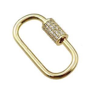 copper Carabiner Clasp paved zircon, gold plated, approx 17-30mm