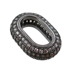 copper connector paved zircon, black plated, approx 13-18mm