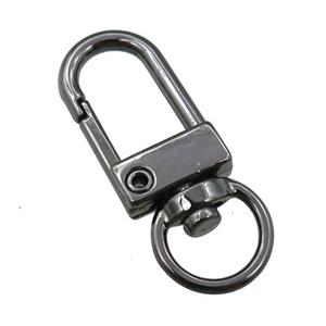 copper Carabiner Clasp, black plated, approx 12-33mm