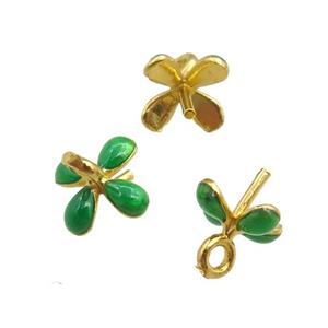 copper flower bail, enameled, gold plated, approx 7mm