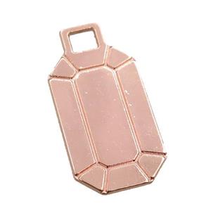 copper pendant, rectangle, rose gold, approx 12-26mm
