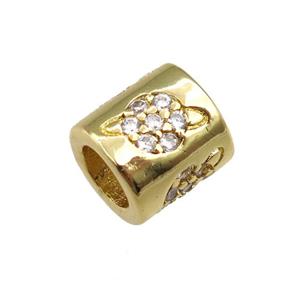 copper tube beads pave zircon, planet, gold plated, approx 7-8mm, 4mm hole