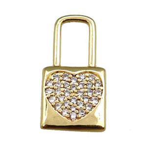 copper lock pendant pave zircon, gold plated, approx 12-24mm