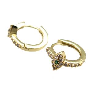 copper Hoop Earrings paved zircon, gold plated, approx 12mm dia