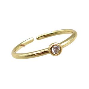 copper Rings paved zircon, adjustable, gold plated, approx 20mm dia