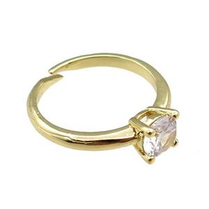 copper Rings paved zircon, adjustable, gold plated, approx 6mm, 20mm dia
