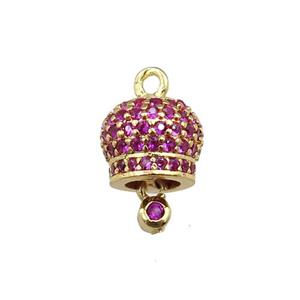 copper bell pendant pave zircon, gold plated, approx 8mm