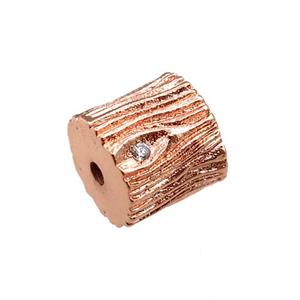 copper tube beads pave zircon, rose gold, approx 10mm