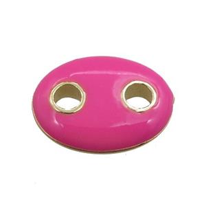 copper oval connector, hotpink enameled, gold plated, approx 10-14mm