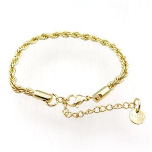 Stainless Steel bracelet, gold plated, approx 4mm, 17-22cm length