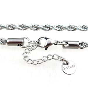 Stainless Steel necklace, platinum plated, approx 4mm, 48-53cm length