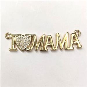 copper MAMA pendant pave zircon, gold plated, approx 10-40mm