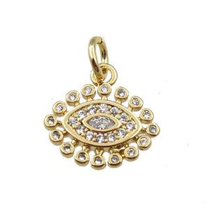 copper eye pendant pave zircon, gold plated, approx 9-11.5mm
