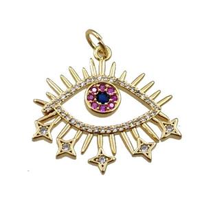 copper eye pendant pave zircon, gold plated, approx 22-28mm