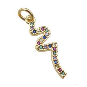 copper snake pendant pave zircon, gold plated, approx 6-20mm