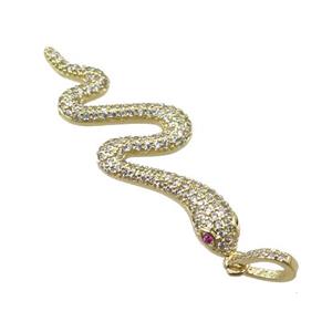 copper snake pendant pave zircon, gold plated, approx 15-40mm