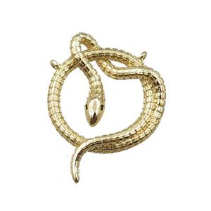 copper snake pendant pave zircon, gold plated, approx 20-25mm