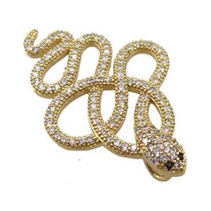 copper snake pendant pave zircon, gold plated, approx 24-35mm